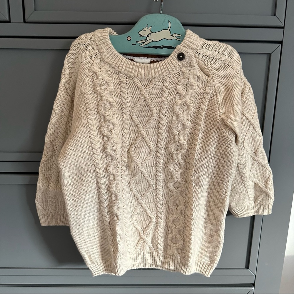 ZARA BOYS CABLE KNIT SWEATER IN BEIGE SIZE 18-24 MONTHS
